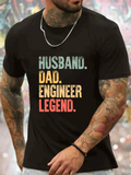 Men's T-Shirt Husband Dad Engineer Legend Colorful Bold Letters Black T Shirt