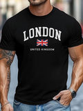 Men's T-Shirt London United Kingdom Letters With British Flag Graphic T Shirt