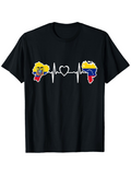 Men's T-Shirt Colorful Heartbeat Line Connecting Two Painted Country Maps
