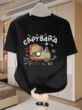 Men's T-Shirt Capybara With Headphones Surrounded By Musical Symbols And Notes