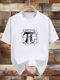 Men's T-Shirt Architectural Blueprint Lines Surrounding Artistic Pi Symbol