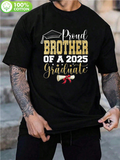 Men's T-Shirt Proud Brother Of A 2025 Graduate With Gold Graduation Cap And Diploma
