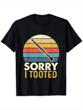 Men's T-Shirt Sorry I Tooted Retro Sunset Stripes With Clarinet Centered Graphic