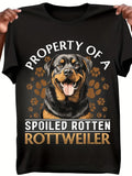 Men's T-Shirt Property Of A Spoiled Rotten Rottweiler Surrounded By Paw Prints And Smiling Happy Rottweiler Dog