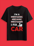 Men's T-Shirt I Fix Car With Cartoon Wrench Icon Beneath Bold Red Letters Car