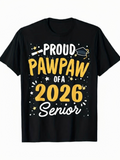 Men's T-Shirt Proud Pawpaw Of A 2026 Senior With Doodles Stars And Graduation Cap
