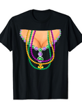 Men's T-Shirt Colorful Mardi Gras Beads Surrounded By Festive Party Neckline