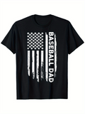Men's T-Shirt Grunge Style American Flag With Stars And Words Baseball Dad Shirt