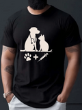 Men's T-Shirt Stethoscope Hand Drawn Pet Pawprint And Syringe With Dog Cat