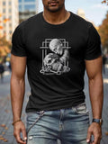 Men's T-Shirt Abstract Art With Chains And Geometric Framing Human Skull