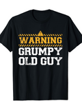 Men's T-Shirt Warning Striped Banner With Bold White Letters Old Guy