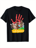 Men's T-Shirt Two Jaguars With Red Handprint And Colorful Tribal Accents Jaguar