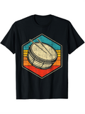 Men's T-Shirt Colorful Retro Sunset With Abstract Snare Drum Illustration Drum