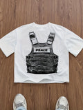 Men's T-Shirt Peace Text With Photorealistic Tactical Vest Printed T Shirt
