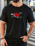 Men's T-Shirt Rising Sun Over Snow Covered Mountain Peak