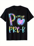 Men's T-Shirt P Is For Pre K With Rainbow Tie Dye Apple School