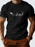 Men's T-Shirt Electric Pulse Line With Plug Connecting To Glowing Lightbulb Graphic