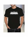 Men's T-Shirt Playful White Cats Sitting In A Row Cat