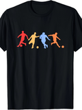 Men's T-Shirt Colorful Silhouettes Playing Soccer In Athletic Action Soccer Player