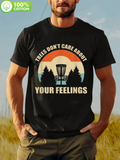 Men's T-Shirt Trees Dont Care About Sunset Colors With Silhouetted Pines And Disc Golf Basket