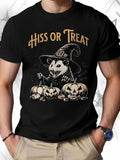 Men's T-Shirt Hiss Or Treat Witch Hat With Pumpkins And Creeping Opossum