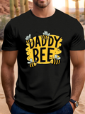 Men's T-Shirt Daddy Bee With Playful Honey Bees And Sunshine Yellow Brushstroke Bee