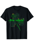 Men's T-Shirt Pre School Happy Words With Shamrock Design On Green Leaf