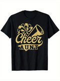 Men's T-Shirt Cheer Aunt Golden Megaphone And Pom Pom Design T Shirt