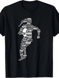 Men's T-Shirt Words Shaped Into A Rugby Player Silhouette Featuring Athletic Action Movement
