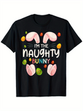 Men's T-Shirt Im The Naughty Bunny Surrounded By Easter Eggs And Bunny Ears