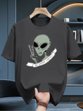 Men's T-Shirt No Human Contact Alien With Peace Hand Gesture And White Banner