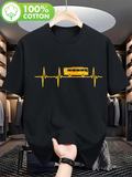 Men's T-Shirt Heartbeat Line Pulse With Vibrant Yellow Urban Transit Bus