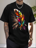 Men's T-Shirt Vivid Multicolored Light Among Soft Gentle Feather