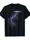 Men's T-Shirt Electric Purple Lightning Flashing In Dark Night Sky Lightning