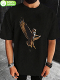 Men's T-Shirt Golden Feathers Spread Under Soaring Bright Wild Majestic Powerful Eagle