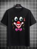 Men's T-Shirt Colorful Confetti With Cartoon Smiling Face Wearing A Bowtie Clown