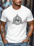 Men's T-Shirt Monochrome Mystical Geometric Lines With The Ancient Illuminated All Seeing Eye