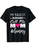 Men's T-Shirt My Biggest Blessings With Pink Heart And Script Typography Mom