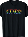 Men's T-Shirt Rainbow Brushstroke Colors With Bold Pride Lettering Human