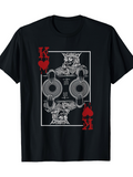 Men's T-Shirt Playing Card King With Headphones Surrounded By Abstract Geometric Art