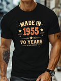 Men's T-Shirt Made In 1955 Celebrating Seventy Remarkable Years With Vintage Lettering Print