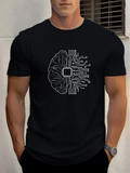 Men's T-Shirt Electronic Circuits Connecting Brain Pattern