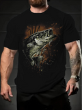 Men's T-Shirt Explosive Water Splashing Wild River Largemouth Bass Fish