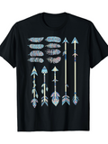 Men's T-Shirt Hand Drawn Feathers And Colorful Tribal Arrows Pattern Arrow