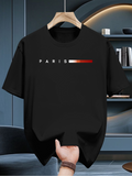 Men's T-Shirt Paris Minimalist White Red Fade Graphic Text Tee