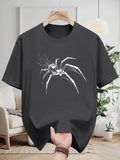 Men's T-Shirt White Web Lines And Glistening Highlights Surrounding A Detailed Spider