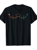 Men's T-Shirt Retro Colored Pulse Line With Headphones And Spoons Design
