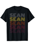 Men's T-Shirt Layered Multicolor Retro Lines Repeated Word Sean T Shirt