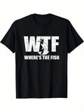 Men's T-Shirt WTF Where Is The Fish Silhouette With Grunge Textured Bold Letters