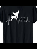 Men's T-Shirt Heartbeat Line With Small Dog And Heart Pattern Chihuahua